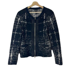 Marccain sports wool blend black and white zip up jacket size 6